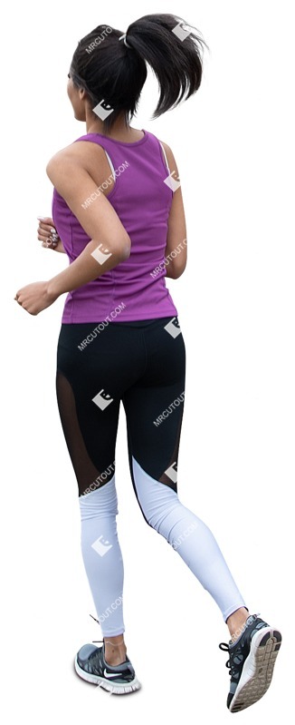 A slim African woman jogging on a warm day - person png