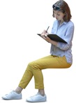Person sitting woman writing in the notebook people png | MrCutout.com - miniature