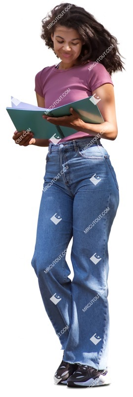 Woman learning people cutouts (13113)