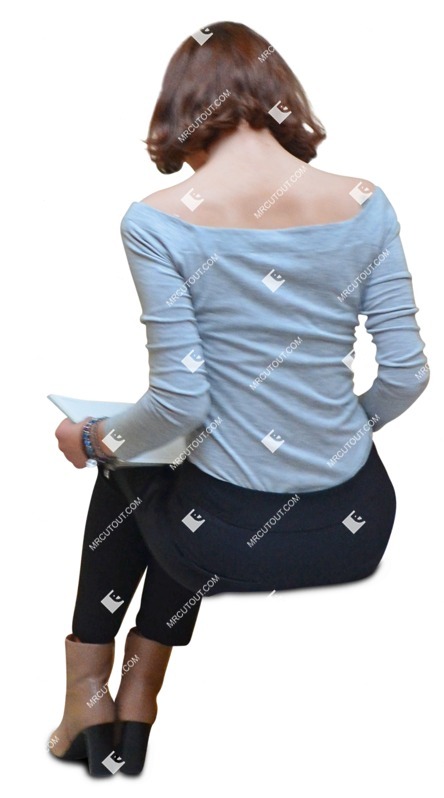 People sitting young woman reading a newspaper - people png