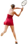 Cutout woman in a red dress playing tennis png people | MrCutout.com - miniature