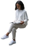 Woman reading a book people png (9727) - miniature