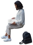 Woman reading a book people png (9909) - miniature