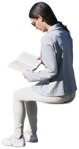 Woman reading a book png people (10847) - miniature