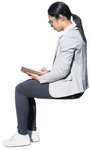 Woman reading a book png people (10853) - miniature