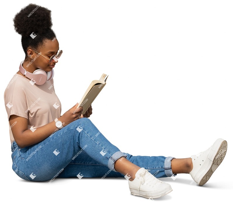 Woman reading a book human png (10869)