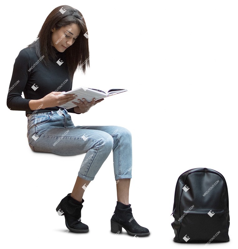 Woman reading a book cut out pictures (13237)
