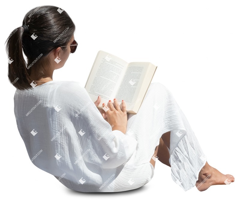 Woman reading a book people png (14300)