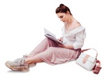 Woman reading a book learning person png (6863) - miniature