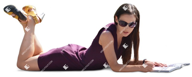 Woman reading a book learning people cutouts (6567)