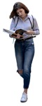 Person png student walking young woman wearing jeans with a book - miniature