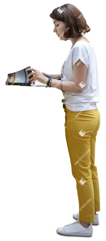 Woman reading a book learning people png (7050)