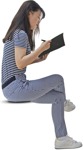 Woman reading a book learning people cutouts (7088) - miniature