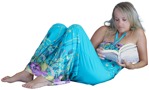 Cut out people - Woman Reading A Book Lying 0001 | MrCutout.com - miniature