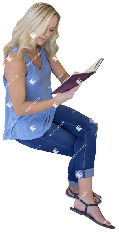 Woman reading a book sitting people png (2754)