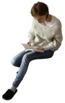 Woman reading a book sitting  (2141) - miniature