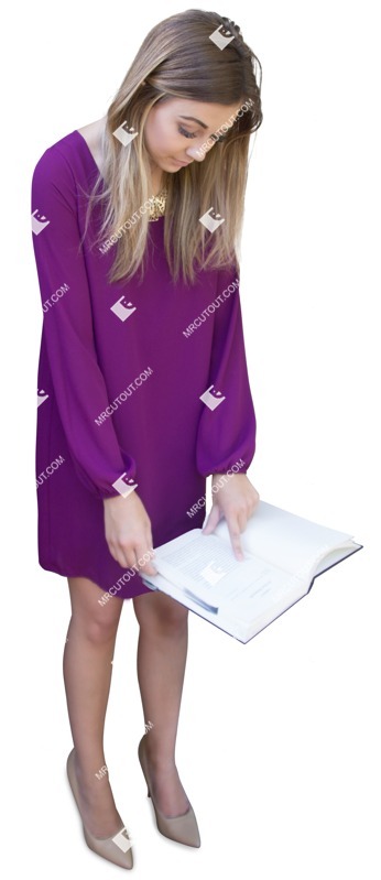 Woman reading a book standing photoshop people (2341)