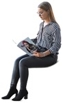 Woman reading a newspaper people png (7291) - miniature