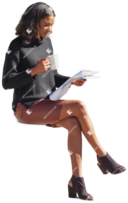 Woman reading a newspaper human png (9919)