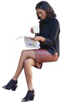 Woman reading a newspaper  (9918) - miniature