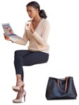 Woman reading a newspaper person png (10367) - miniature