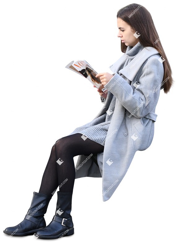 Woman reading a newspaper human png (11224)