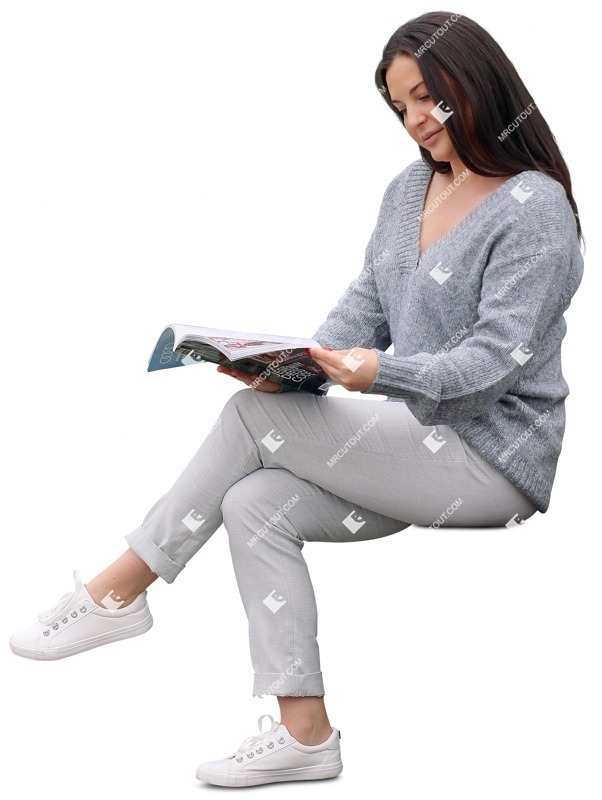 Woman reading a newspaper people png (12481)
