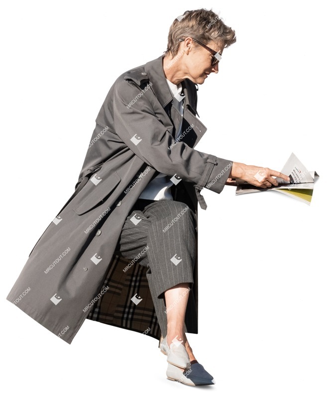 Woman reading a newspaper people png (12820)