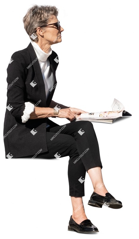 Woman reading a newspaper people png (10635)