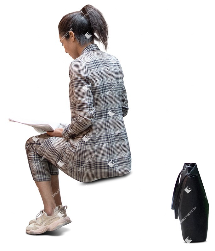 Woman reading a newspaper people png (14176)