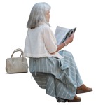 Woman reading a newspaper entourage people (14988) - miniature