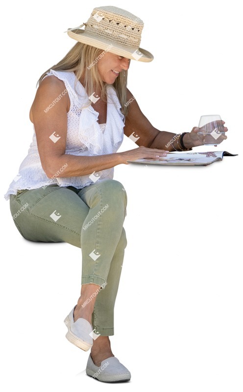 Woman reading a newspaper png people (16147)