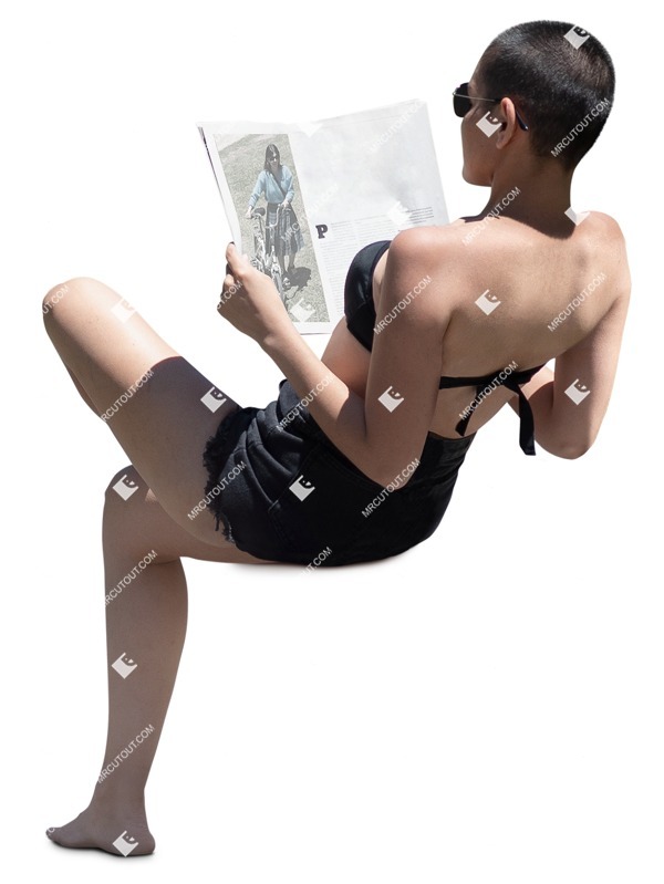 Woman reading a newspaper people cutouts (18199)