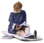 Woman reading a newspaper sitting human png (2139) - miniature