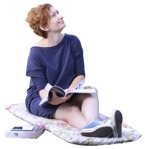 Cut out people - Woman Reading A Newspaper Sitting 0004 | MrCutout.com - miniature