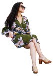 Woman sitting people png (7331) - miniature