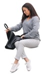 Woman sitting people png (11334) - miniature