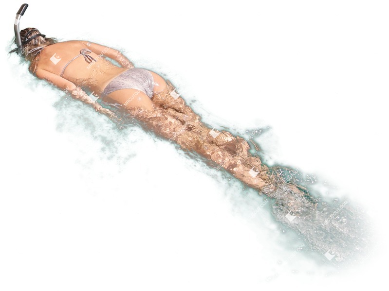 Woman swimming people cutouts (2918)