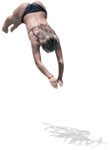 Hispanic woman in a bathing suit jumping into the water - people png - miniature