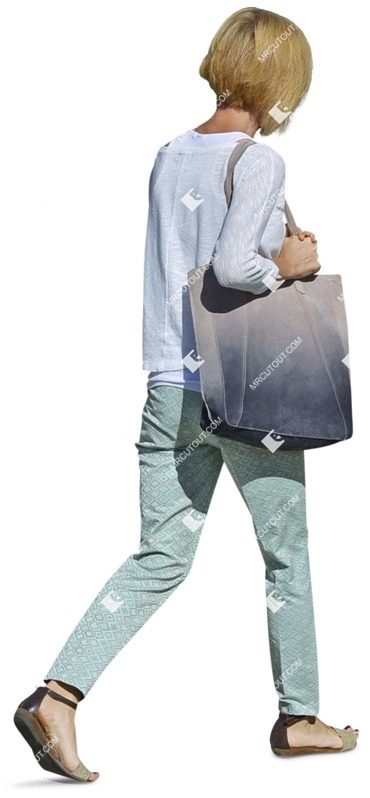 Woman walking cut out people (2909)