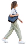 African woman wearing casual clothes and black bag walking human png - miniature