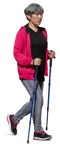 Elderly Asian woman doing Nordic Walking - Person PNG - miniature