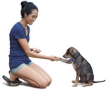 Woman walking the dog people png (2624) - miniature