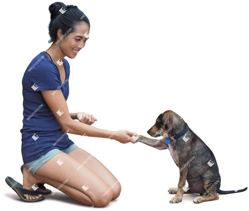 Woman walking the dog people png (2763)