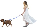 People cutouts Caucasian woman walking with her pitbull dog | MrCutout.com - miniature