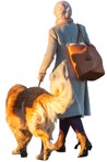 Cut out Woman Walking The Dog 0009 | MrCutout.com - miniature