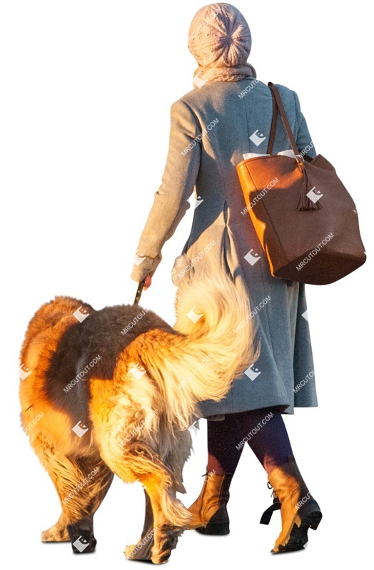 Woman walking the dog people png (2348)