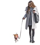 Woman walking the dog cut out pictures (10382) - miniature