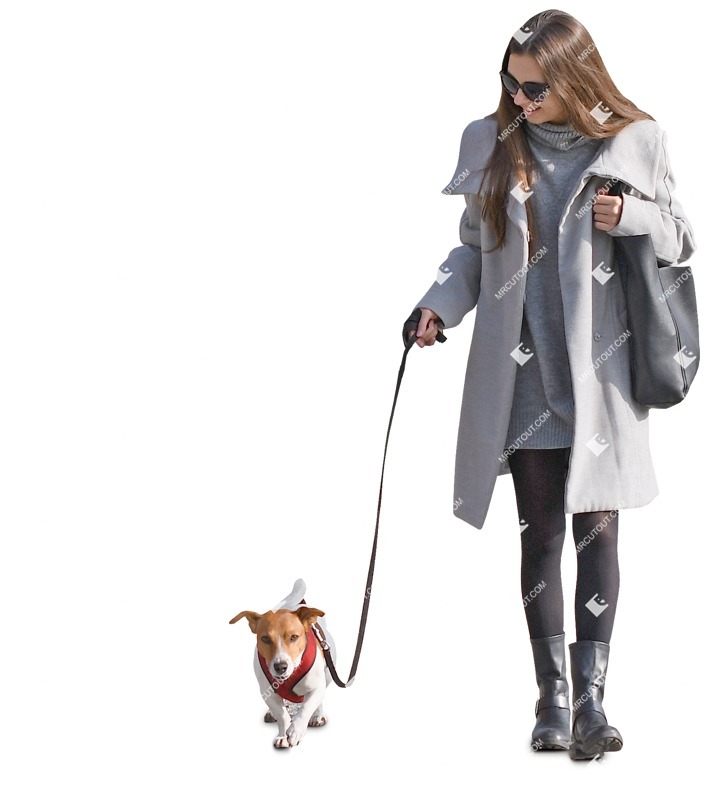 Woman walking the dog cut out pictures (10188)