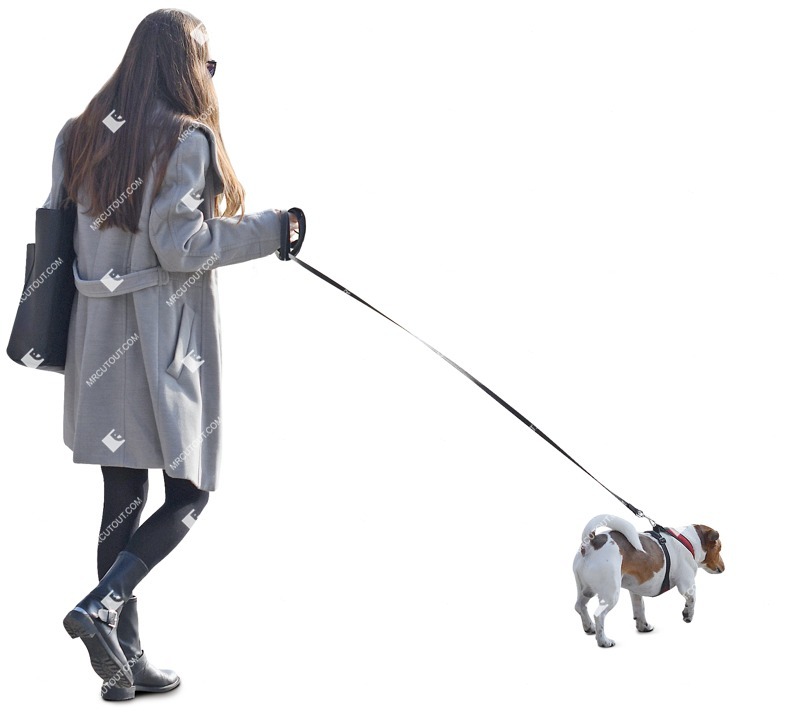 Woman walking the dog people cutouts (10186)